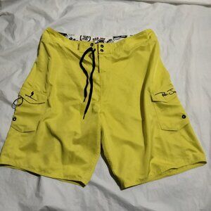 Ron Jon Surf Shop Board Shorts Mens Size 36 Yellow Swim Trunks